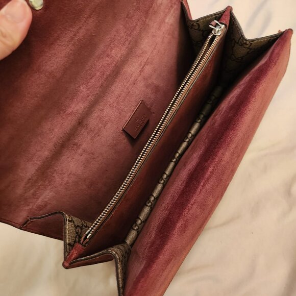 Gucci Blooms Medium Dionysus Shoulder Bag Red Cherry Blossom Canvas Suede - Picture 9 of 12